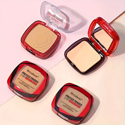 Matte Full Coverage Pressed Powder Foundation - 24H Fresh Wear with Puff Applicator, Weightless Finish Makeup