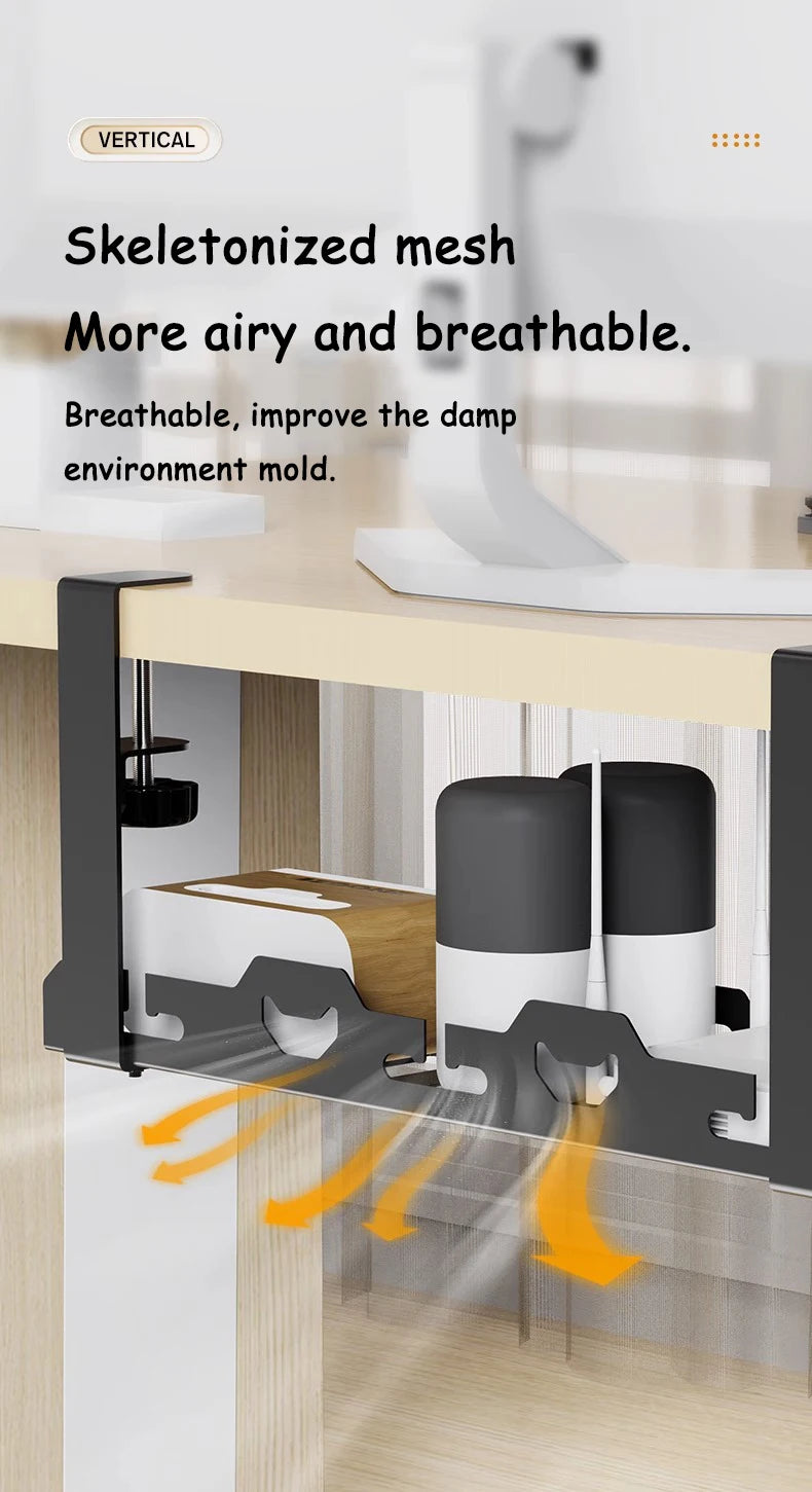 Under Table Network Rack Rails Telescopic Under-Desk Storage Rack – Metal Cable Management Tray for H ...