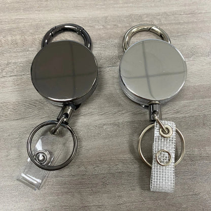 Retractable Metal Wire Keychain Badge Reel: ID Lanyard Holder with Recoil Chain Clips - Outdoor Key Ring Accessory