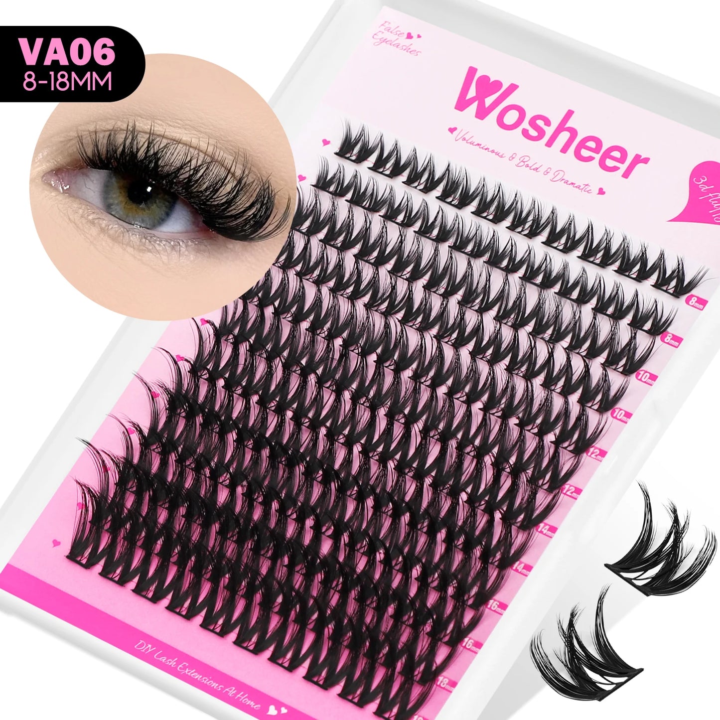 WOSHEER Manga Lash Clusters Kit – Clear Fairy Wet-Look Spiky Individual Anime Eyelashes