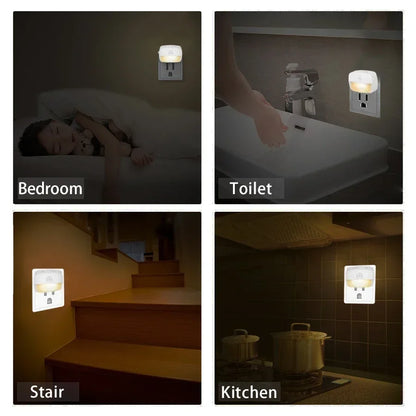 Motion Sensor LED Night Light – PIR Human Induction Lamp with EU/US Plug, Ideal for Bedroom, Hallway & Stairs Lighting
