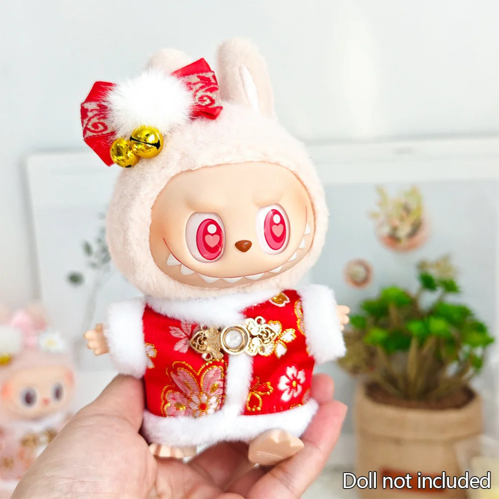 Labubu 1st & 2nd Generation Antique Hanfu Outfit Clothes with Vinyl Pendant for New Year's & Spring Festival