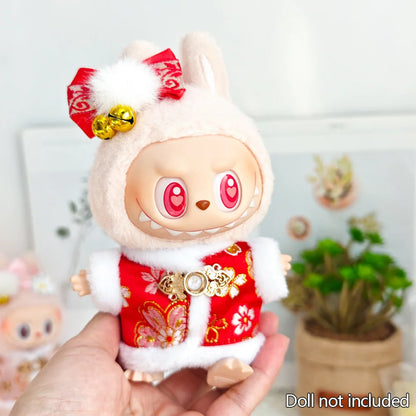 Labubu 1st & 2nd Generation Antique Hanfu Outfit Clothes with Vinyl Pendant for New Year's & Spring Festival