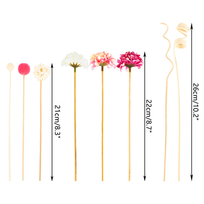 10PCS Pink Hydrangea Rattan Sticks – Fireless Fragrance Reed Diffuser Sticks for DIY Home Decor