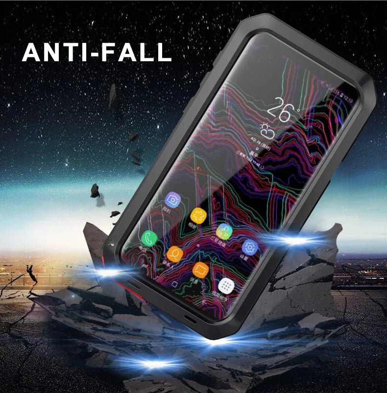 Heavy Duty Armor Protection Case for Samsung Galaxy S24, S23, S22, S21 FE, S20, S10, S9, S8, Note 10 Plus, 20 Ultra - 360 Metal Tank Cover