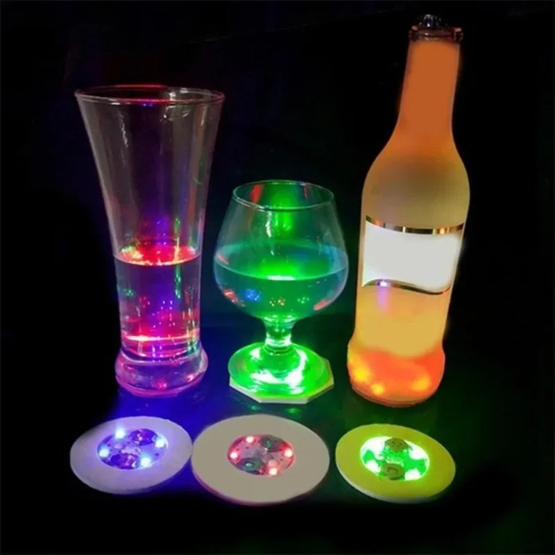LED Luminous Cup Stickers — 6cm Bottle & Glass Coaster Lights for Bar, KTV, Wedding, Party Decoration (1/50PCS)
