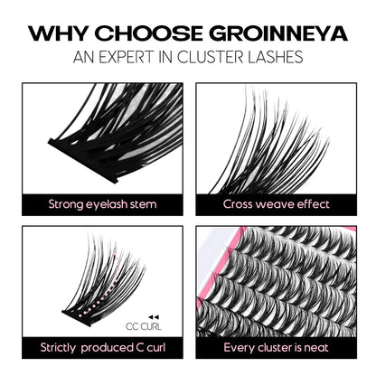 Lash Clusters Extension Kit – Fake Eyelashes Set with Lash Bond, Seal, and Applicator Tool for Makeup