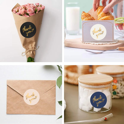 50-500pcs 1-Inch Blue Thank You Stickers – Envelope Sealing Labels for Handmade, Wedding, Gift Decoration, Stationery Supplies