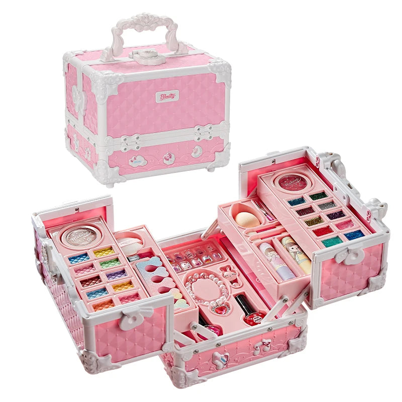 49 Piece Kids Makeup Kit for Little Girls – Washable Real Princess Makeup Set with Cosmetic Case, Birthday Gift Play Set