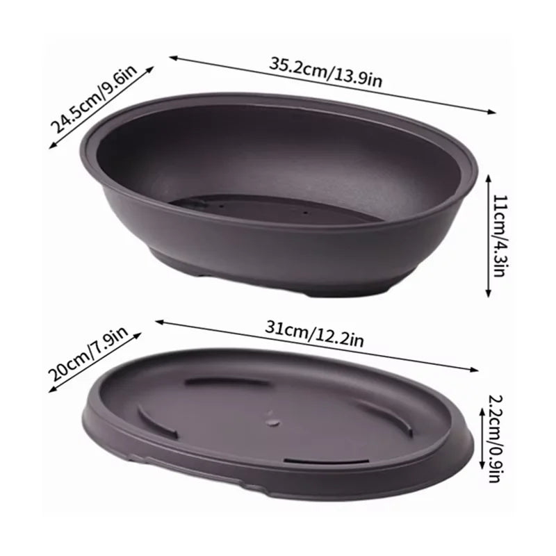 Purple Clay Succulent Plant Pots – Outdoor Garden Bonsai Planters, Rectangular & Square