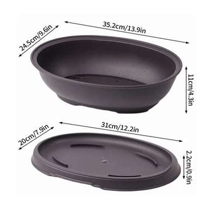 Purple Clay Succulent Plant Pots – Outdoor Garden Bonsai Planters, Rectangular & Square