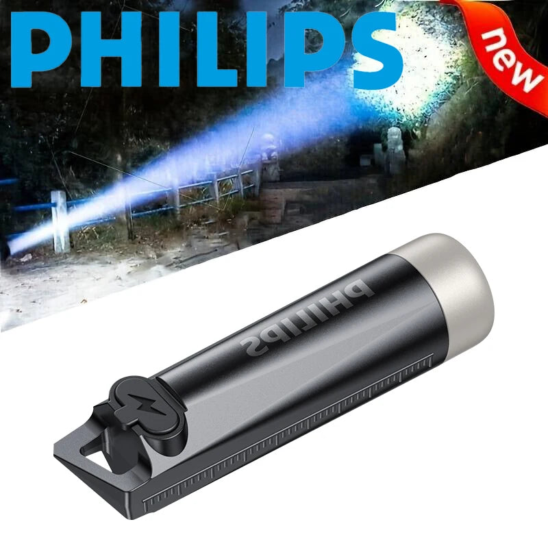 PHILIPS 2025 SFL1121 Mini EDC LED Flashlight – Rechargeable Keychain Torch for Camping, Hiking & Self-Defense
