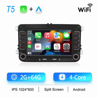 2DIN Android Car Radio for Volkswagen Golf 5/6, Polo, Passat B6/B7, CC, Skoda, Jetta - Multimedia, CarPlay, Wifi & GPS Navigation