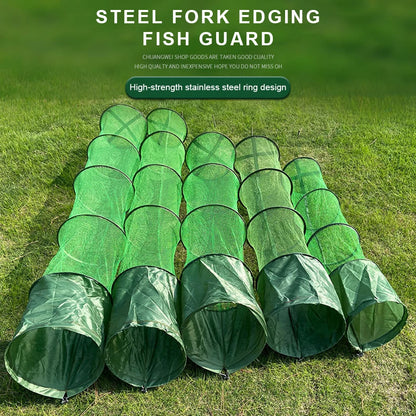 Portable Folding Nylon Mesh Fish Cage – Steel Ring Trap Net Basket for Fishing Storage & Accessories