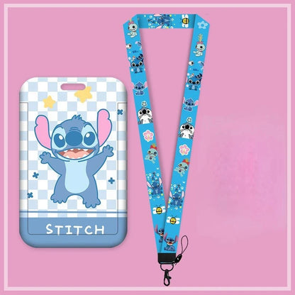 Disney Anime Stitch Badge Holder – Kawaii Card Holder Lanyard for Students, Kids, Campus Neck Strap Gift