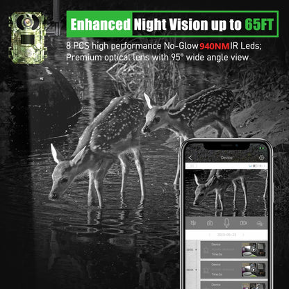 EU 4G 4MP 2K Solar Wildlife Trail Camera – Battery-Powered, PIR Motion-Activated, IP65 Outdoor Night Vision, No Red Light Exposure