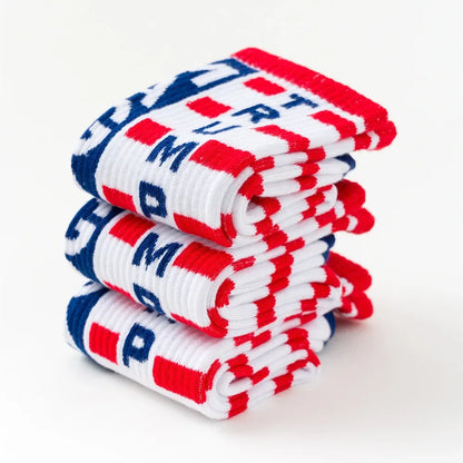 2024 President Donald Trump Socks – Unisex Funny Print Casual Crew Socks, 3D Fake Hair Design, Hot Sale Hip Hop Style