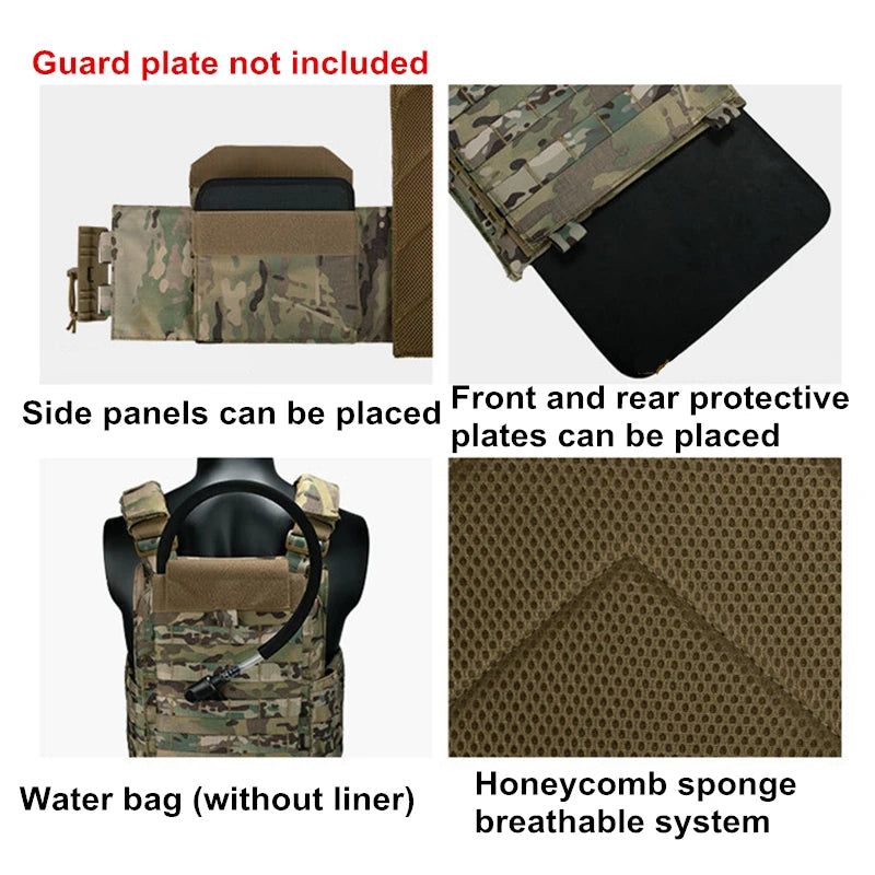 YAKEDA 6094 Tactical Vest – Lightweight Quick Release Combat Plate Carrier, 1000D Nylon Molle Hunting Vest in Black