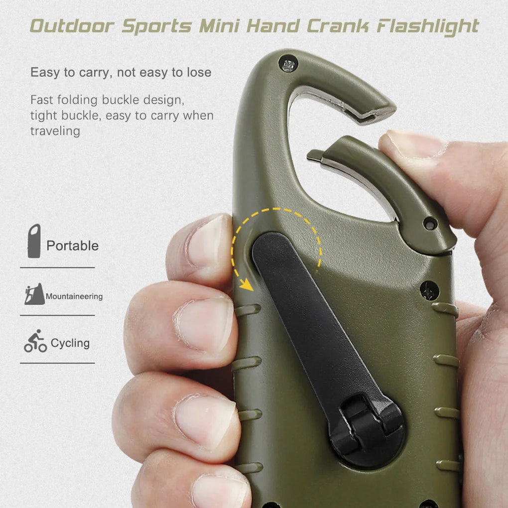 LED Flashlight Hand Crank Solar Powered Rechargeable - Survival Gear Self Powered Charging Torch Dynamo for Fishing, Boating, Hiking