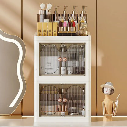 Foldable Desktop Makeup Organizer — Multi-Layer Large Capacity Storage for Cosmetics, Toiletries & Books