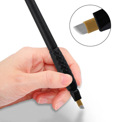 10pcs Disposable Microblading Pens – 18U & 14F Semi-Permanent Eyebrow Hand Tools