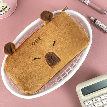 Cute Capybara Plush Pencil Case – Large Capacity Stationery & School Supplies Bag