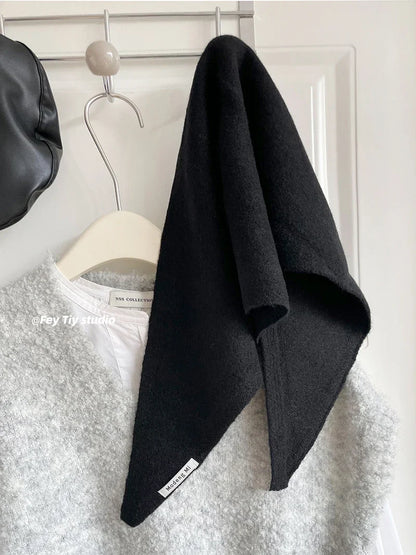 British Korean Style Wool Knitted Triangular Scarf – Multi-Functional Headscarf, Warm Knit Scarf for Women
