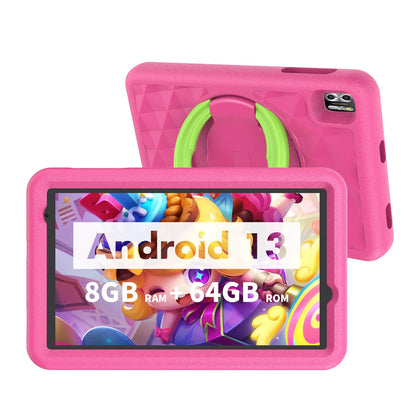 VASOUN Kids Tablet 8 Inch – Android 13, Quad-Core, 8GB RAM (4+4 Expand), 64GB ROM, 5000mAh, Dual Camera, WiFi, Parental Control