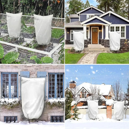 Multi-Size Winter Plant Protection Bag – Non-Woven Anti-Frost Cover with Zipper & Drawstring for Cold Weather Vegetation