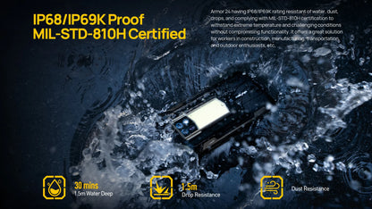 Ulefone Armor 24 Rugged Phone - 22000mAh, 24GB+256GB, 6.78" 120Hz Display, 64MP+64MP Camera, NFC, LED Light, Global Version