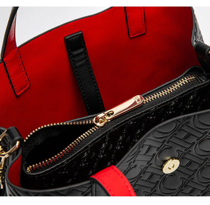 CH Fashion Women’s Shoulder Bag – Large Capacity Casual PU Leather Handbag with Embossed Letters