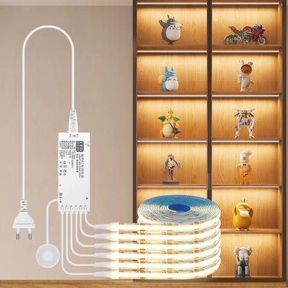 Under Cabinet COB LED Strip Light – Dimmable Touch Sensor Lamp for Display, Bookcase, Wardrobe & Closet
