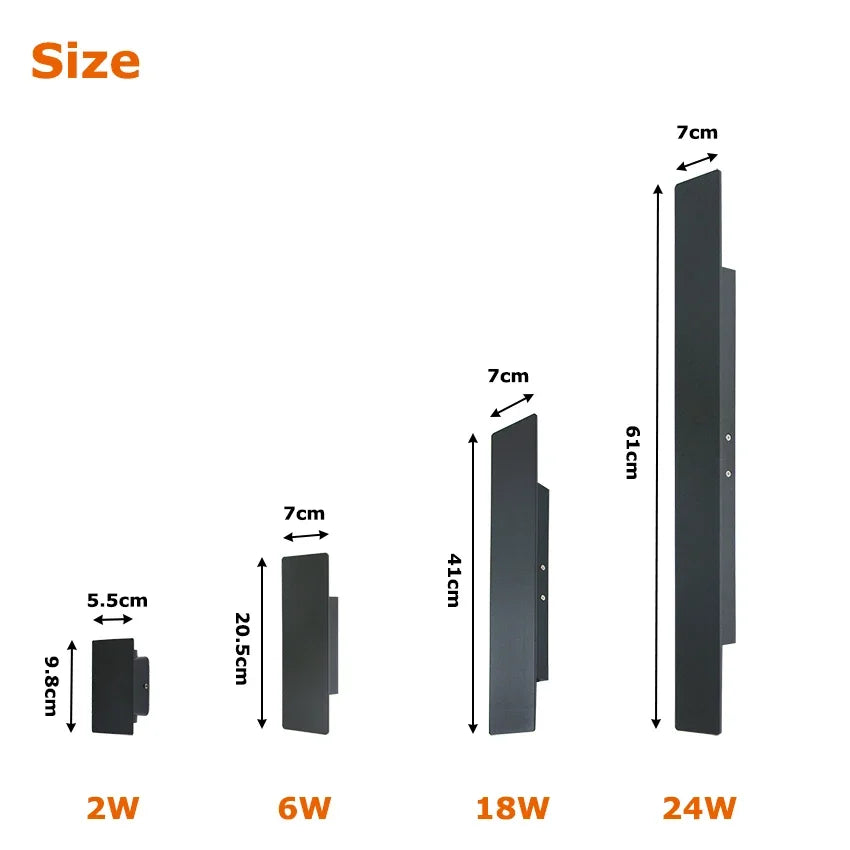 Outdoor Waterproof Wall Lamp – Modern LED Up/Down Light, Black & White Aluminum, IP65, 110V-220V Fixtures