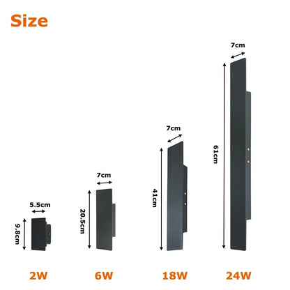 Outdoor Waterproof Wall Lamp – Modern LED Up/Down Light, Black & White Aluminum, IP65, 110V-220V Fixtures