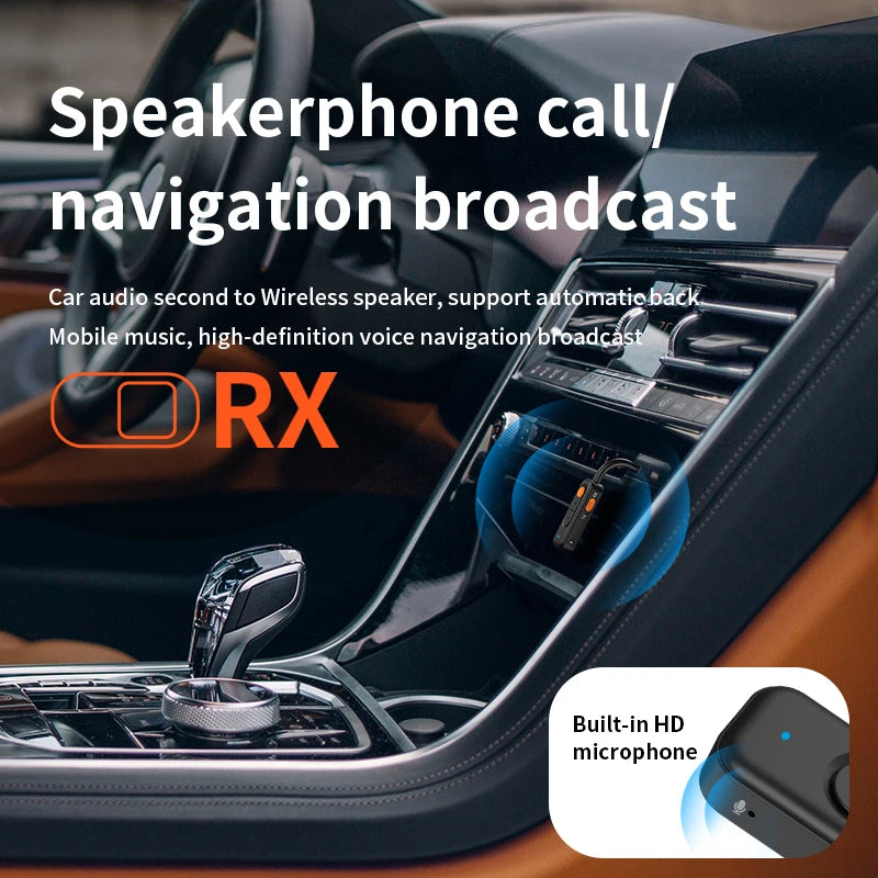 Bluetooth 5.4 Audio Transmitter Receiver – 3.5mm AUX HiFi Stereo Wireless Adapter with Mic for Car, Airplane, TV, PC & Headphones