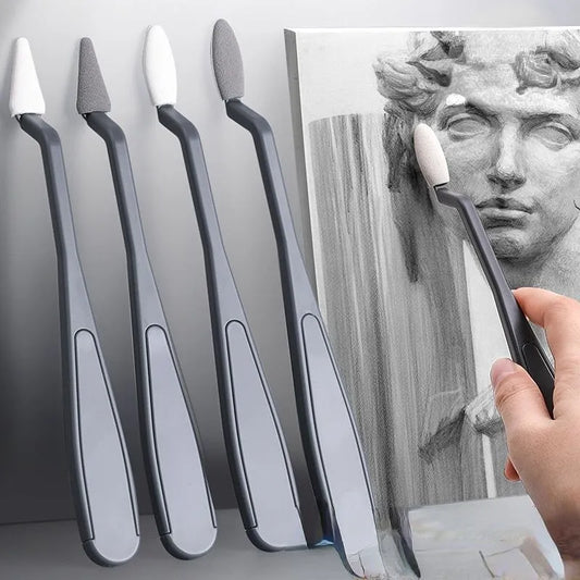 Artist Drawing Correction Tool: Washable Eraser Knife with High-Gloss Sponge Brush - Sketching Details Eraser Pen