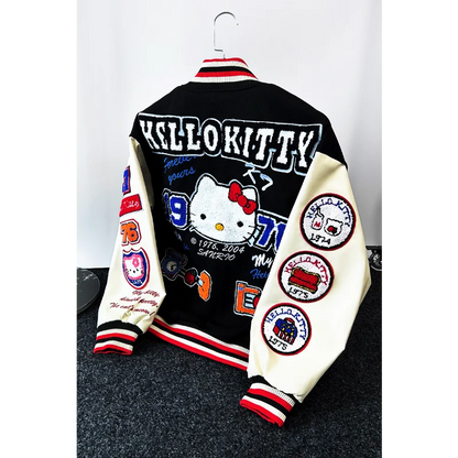 Hello Kitty Baseball Jacket Hoodie – Unisex Sport Coat, Warm Motorcycle Cardigan, Printed Top for Men & Women