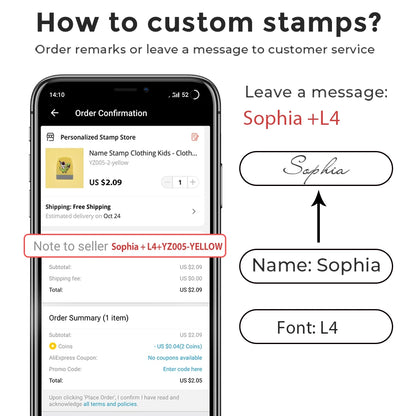 Custom Kid Name, Brand, Company Name Logo Teacher Leader Signature Child Clothing Contract Self-Inking Stamp - Refillable