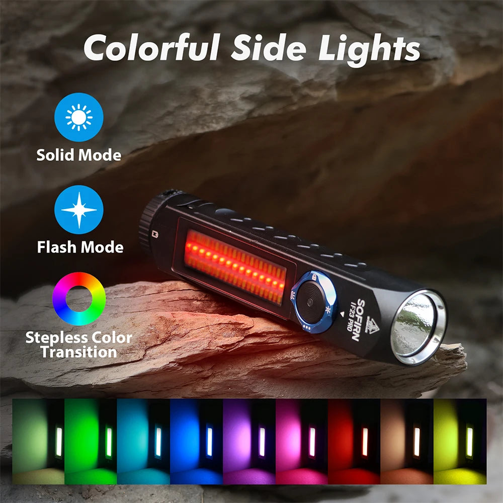 Sofirn IF23 PRO RGB Flashlight – 5000 Lumen XHP70B LED, 21700 USB-C Rechargeable Torch with Magnetic Base