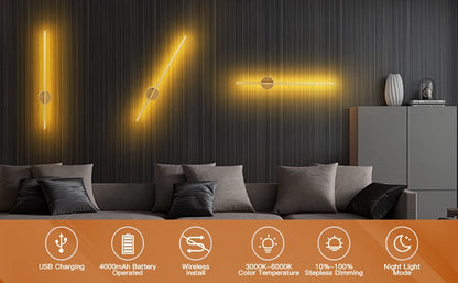 50cm/80cm Rechargeable Wall Light – Wireless Dimming LED Lamp with Remote Control, Modern Night Lamp for Bedroom