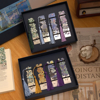 Aesthetic Floral Painting Metal Bookmark – Hollow Design Book Page Clip, Student Reading Mark & Stationery Gift Accessories