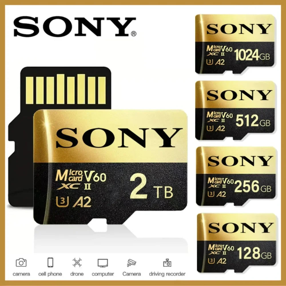 Original SONY Micro SD Card – 2TB, 1TB, 512GB, 128GB High-Speed TF Memory Card for Drone, Audio, PC & PS5 Game