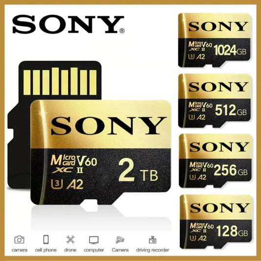 Original SONY Micro SD Card – 2TB, 1TB, 512GB, 128GB High-Speed TF Memory Card for Drone, Audio, PC & PS5 Game