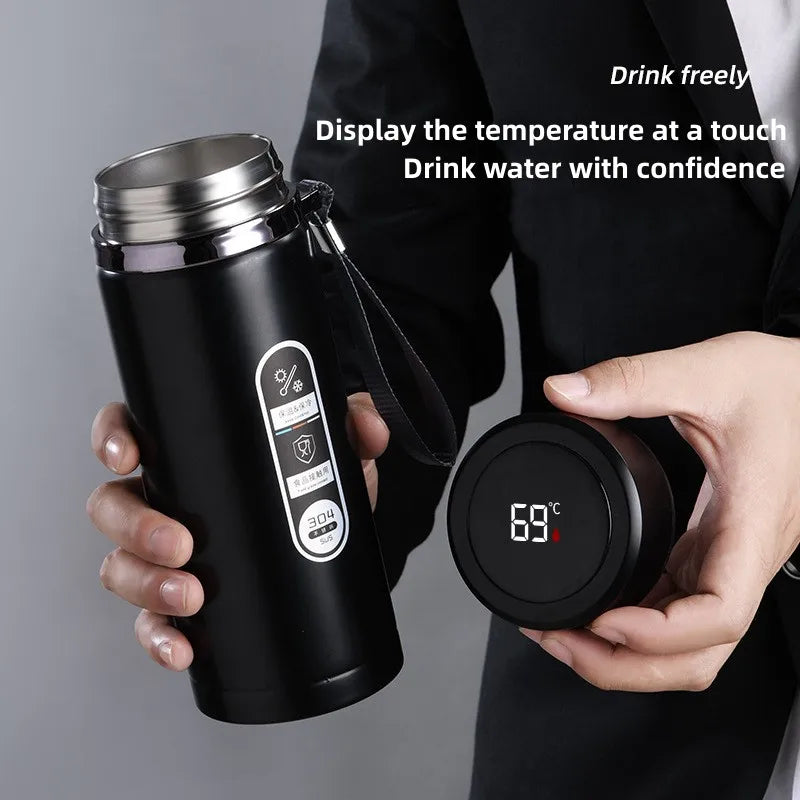 800ML-1L Stainless Steel Thermos Bottle - LED Temperature Display, SUS304 Tea Water Bottle, Vacuum Flask, Portable Cup