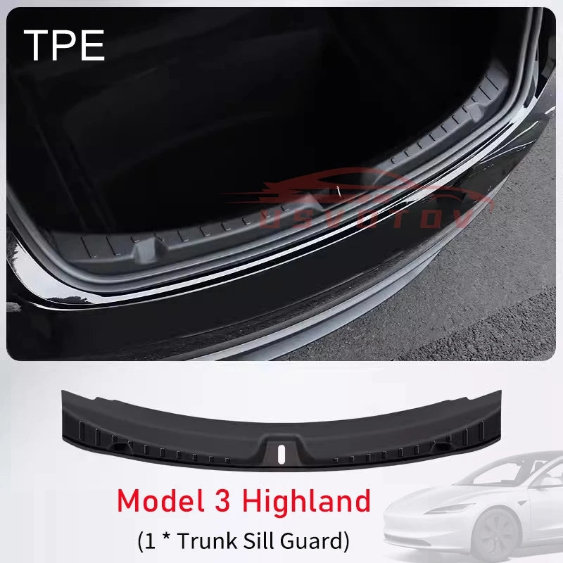 Tesla Model 3 Highland 2024-2025 Trunk Threshold Strip – TPE Mats Sill Guard Rear Cargo Anti-Scratch Protector Accessory