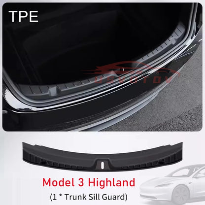 Tesla Model 3 Highland 2024-2025 Trunk Threshold Strip – TPE Mats Sill Guard Rear Cargo Anti-Scratch Protector Accessory
