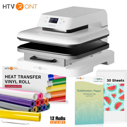 HTVRONT 15x15" Auto Heat Press Machine – 1500W for DIY Iron-On HTV Vinyl & Sublimation on T-Shirts, Bags, Hats, Fabrics
