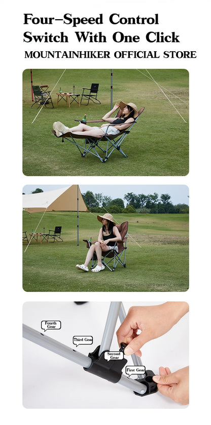MOUNTAINHIKER 4-Speed Adjustable Folding Lounge Chair – Ultra-Light Portable Camping & Fishing Chair