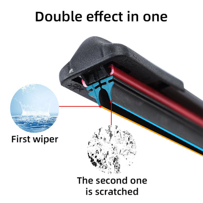 Universal Double Layer Car Windshield Wiper Blades: Soft Rubber Automotive Replacement - Easy to Install (16", 18", 22", 24", 26")