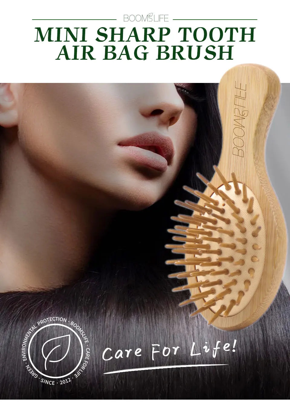 Bamboo Hair Brush for Women – Wide Tooth Styling Comb, Scalp Massage Brush for Smooth Hair & Barber Use